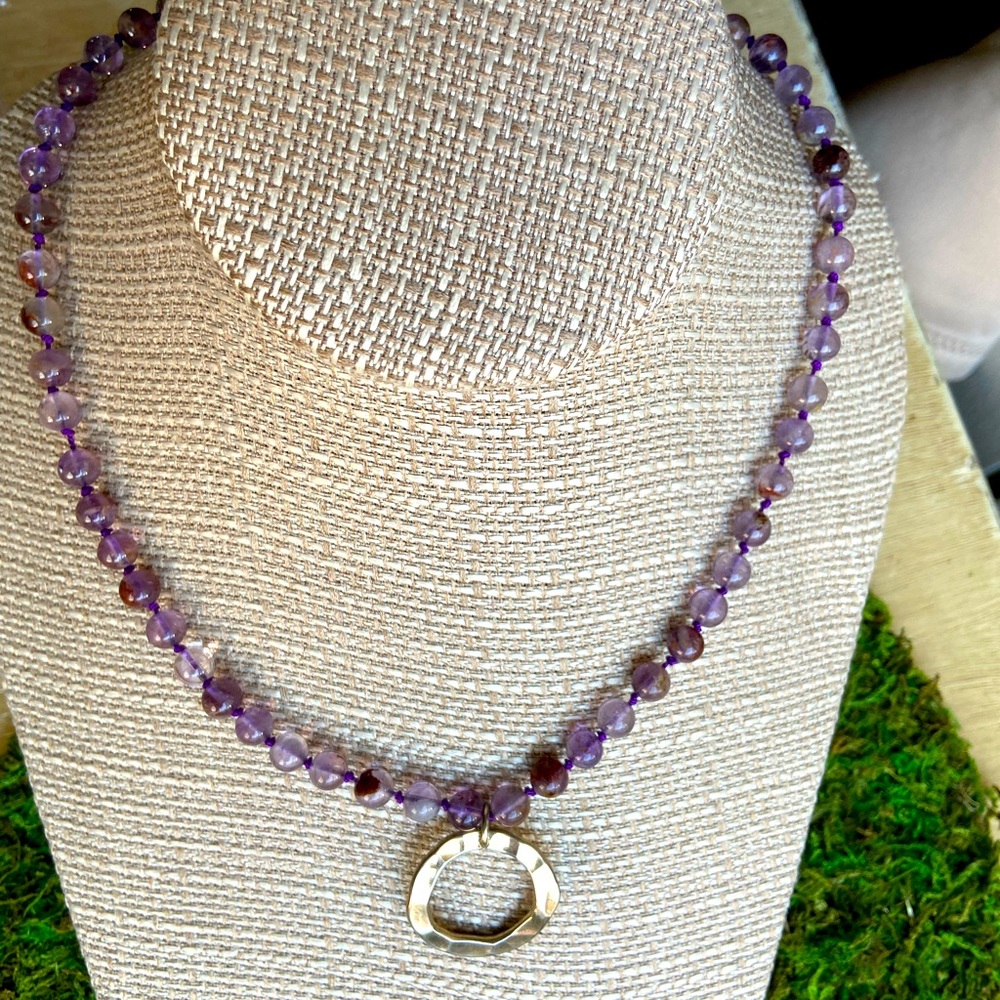Sterling silver and cacoxinite necklace